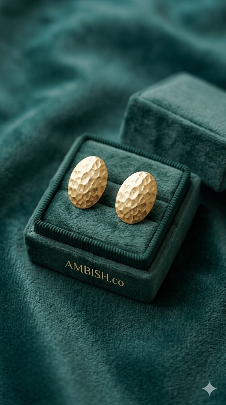 Hammered Oval Disc Studs by aambish Jwelles