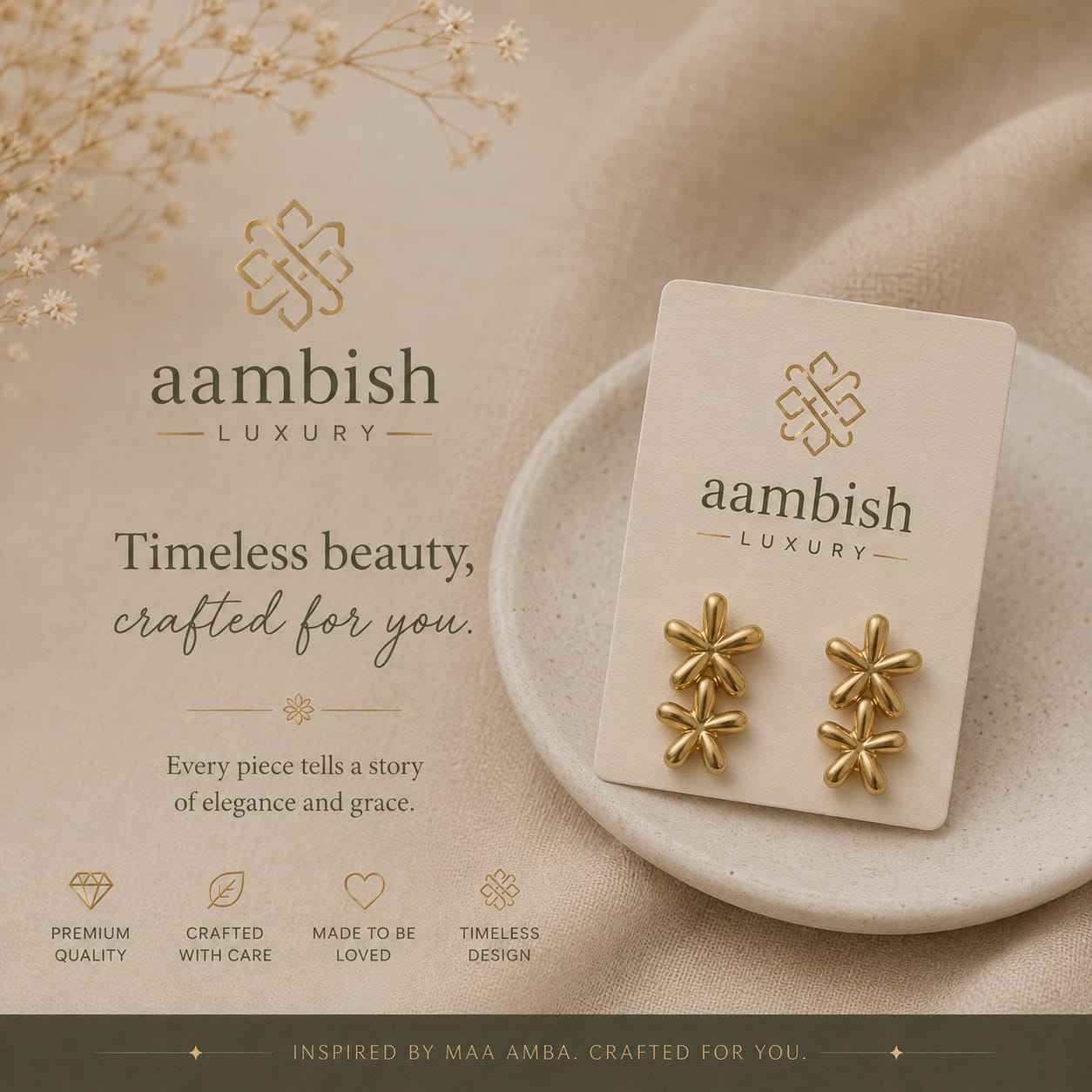 Double Floral Drop Earrings by aambish Jwelles