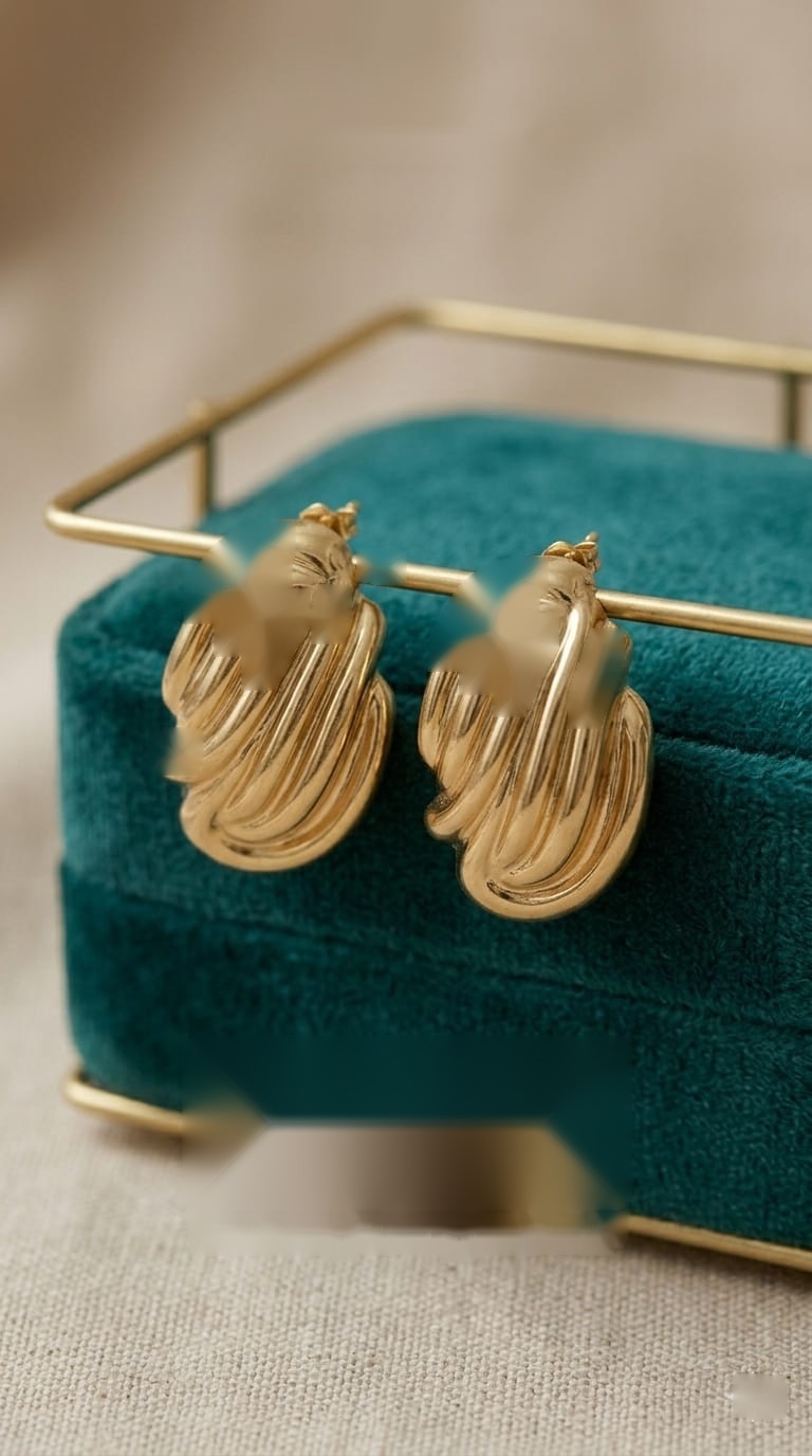 Ribbed Shell Hoops by aambish Jwelles