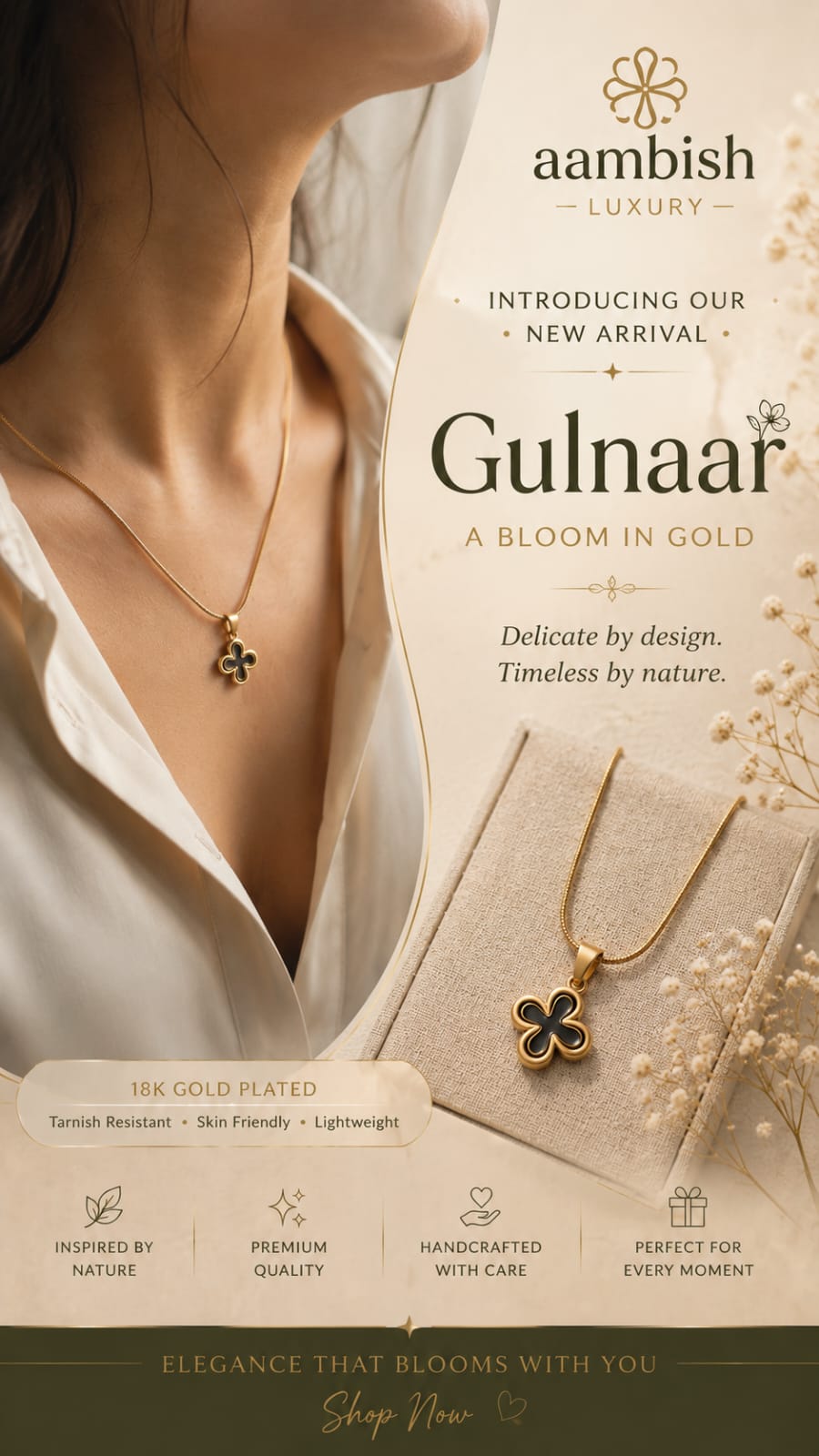 Gulnaar Bloom Pendant by aambish Jwelles