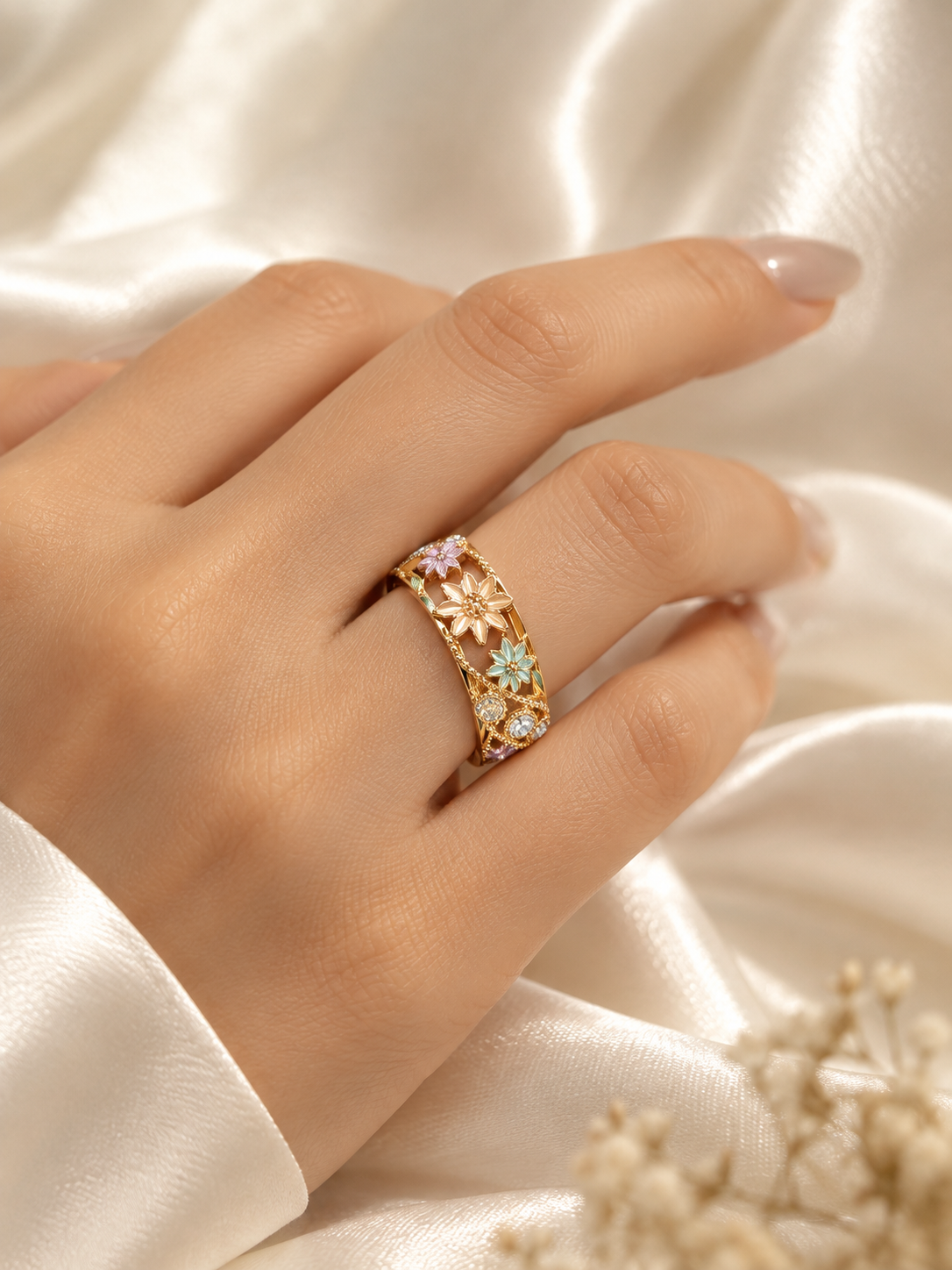 Floral Cluster Statement Ring