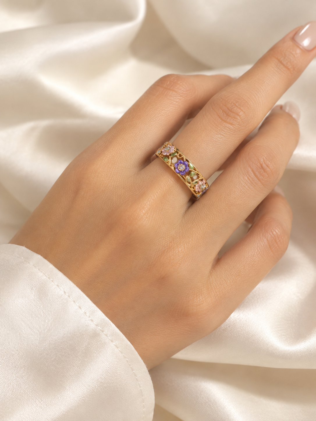 Multicolor Floral Statement Ring