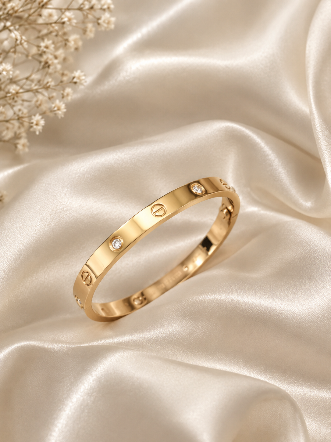 Gold-Tone Screw Motif Bangle by aambish Jwelles