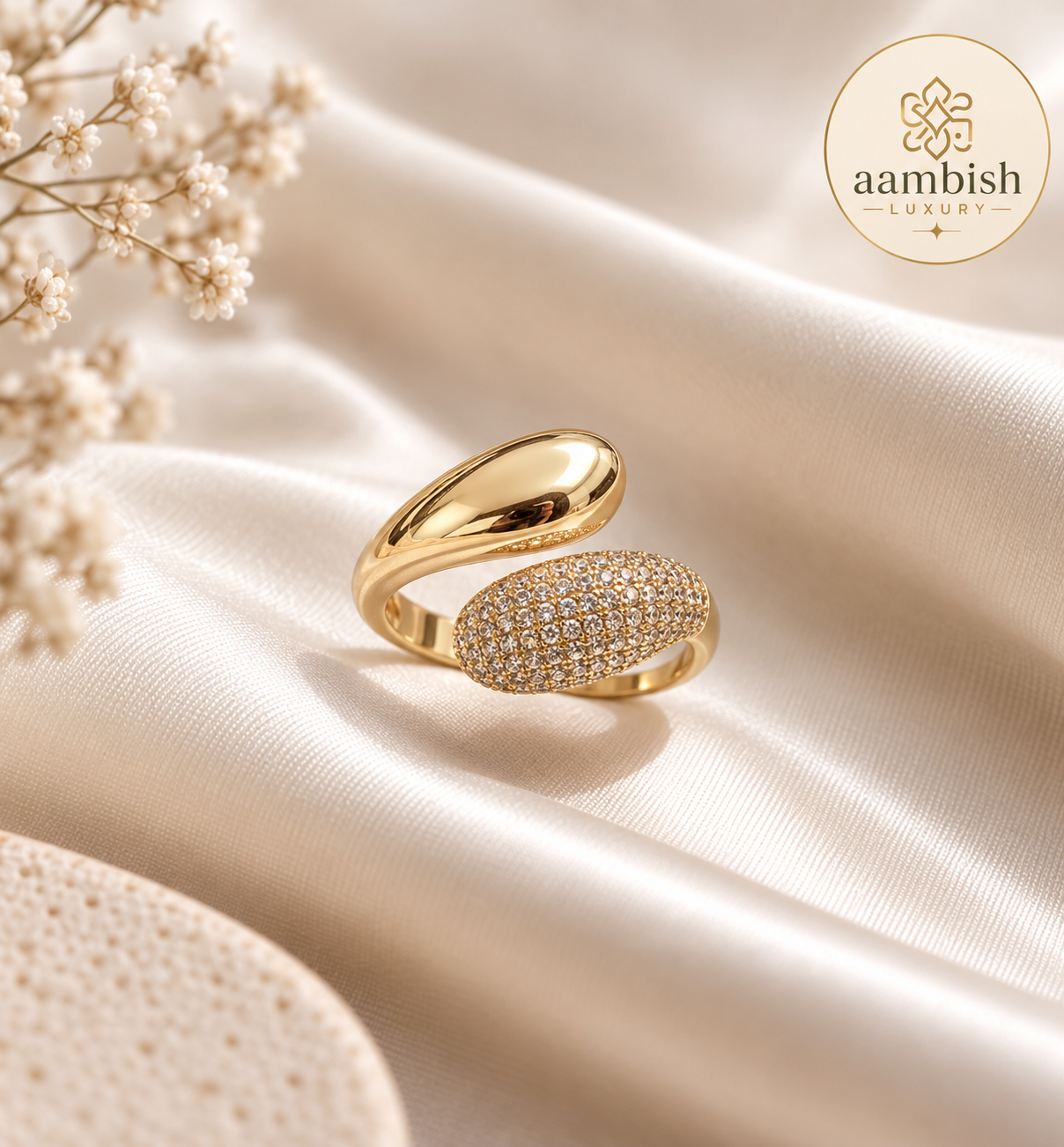 Aurelia Textured Open Ring by aambish Jwelles